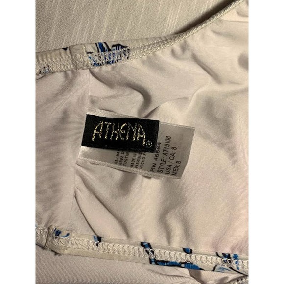 Athena Swim Floral Ruffle Swimsuit Top Size 8 Medium White & Blue - Picture 3 of 4